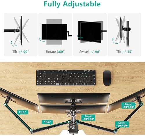 WALI Stacked 4 Monitor Mount for 13-27 inch Screens, up to 22 lbs per Arm - Image 5
