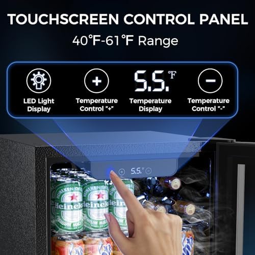 Electactic 68 Cans Beverage Refrigerator Cooler, 1.7 cu.ft Mini Fridge Glass Door Drink Cooler for Beer, Soda,Wine, Digital Temperature Control for Home Office Bar - Image 4