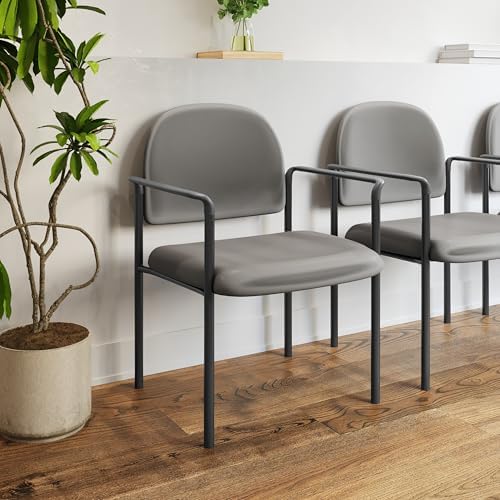 Flash Furniture Steel Stackable Reception Chair with Arms, Gray Vinyl - Image 5