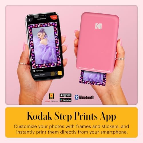 KODAK Step Instant Smartphone Photo Printer, Portable Mini Color Wireless Mobile Printer, Zink 2x3” (5.1x7.5 cm) Sticky-Back Photos Pink (Renewed) - Image 4