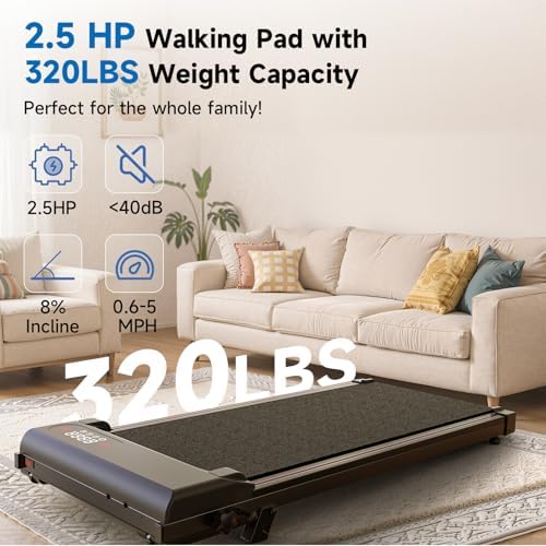 Pink Walking Pad Portable Treadmill with Incline 8% Small Walking Pad Handle Bar Under Desk for Home Office Mini Treadmill with 2.5HP Ultra Quiet <40dB 0.62~5 MPH Compact Foldable 320 lb Capacity - Image 6