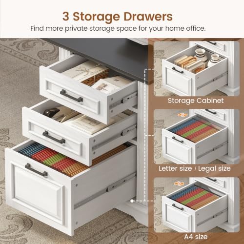 SEDETA Farmhouse 69" Executive L Shaped Office Desk with 4 Drawers, Storage - Image 3