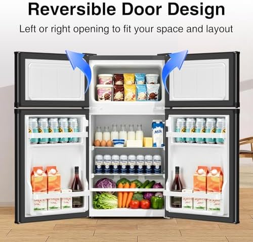 Kismile 2.5 Cu.Ft Mini Fridge with Freezer Double Door Compact Refrigerator - Image 4