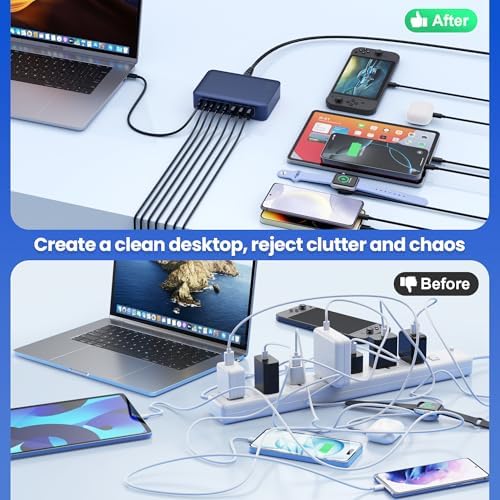 USB C Charger Block 515W[2025 Upgraded] GaN IV 8 Port Fast Charging Station Hub,Dual PD 100W USB C Laptop Charger Compatible with MacBook Pro/Air,iPad,iPhone 16/15,Galaxy S23/S24 Steam Deck Dell XPS - Image 6
