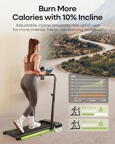 Walking Pad Treadmill with Incline and Height Adjustable Handle Bar - Image 3