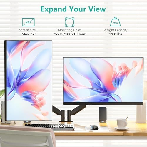 WALI Adjustable Dual Monitor Arm for 13-27 inch Screens, 19.8 lbs per Arm - Image 2