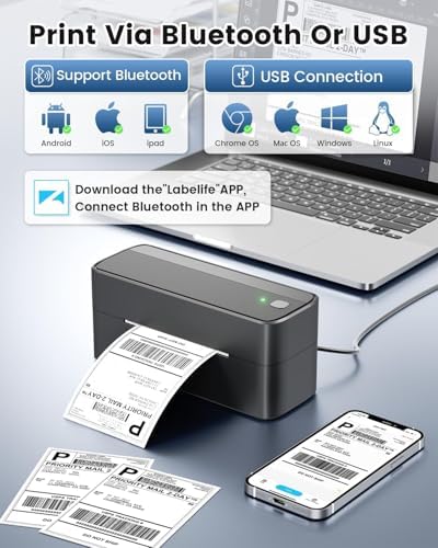 Phomemo Bluetooth Shipping Label Printer,241BT Label Printer & 20Pcs Labels - Image 2