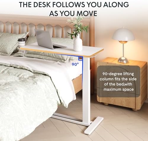 FLEXISPOT H7 32" Pneumatic Height-Adjustable Overbed Table with Wheels - Image 4