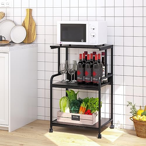 Arbuxzuy Printer Stand with Storage Shelf,3 Tier Printer Cart with Wheels,Mobile Printer Table for Home Office,Stands for Heat Press Scanner Fax,Industrial Style (Black) - Image 6