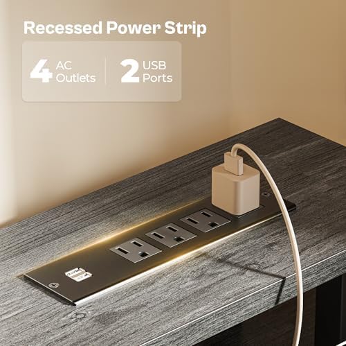 Huuger 55 inch Computer Desk with Power Outlets & 4 Drawers - Image 6