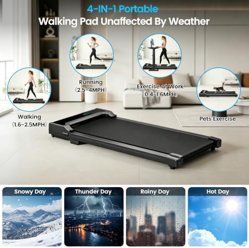 Walking Pad Treadmill for Home - Under Desk Walking and Running with Remote Control Portable Electric Machine Adjustable Slim Compact with 0.6-4.0MPH Modes Max up 265 Lbs for Home Office - Image 5
