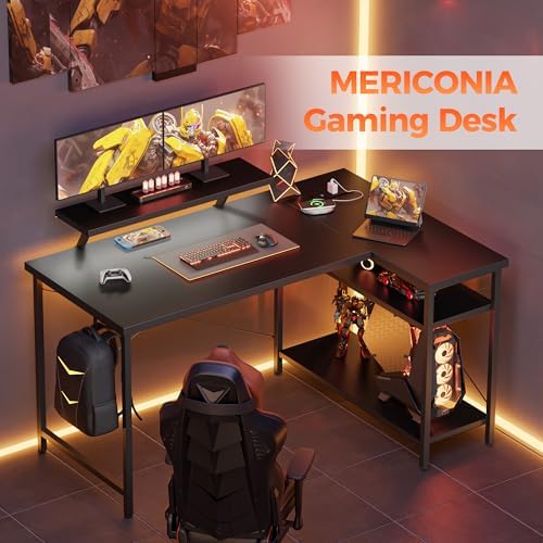 Mericonia 48 in Corner Desk with Monitor Stand, Small L Shaped Gaming Desk - Image 3