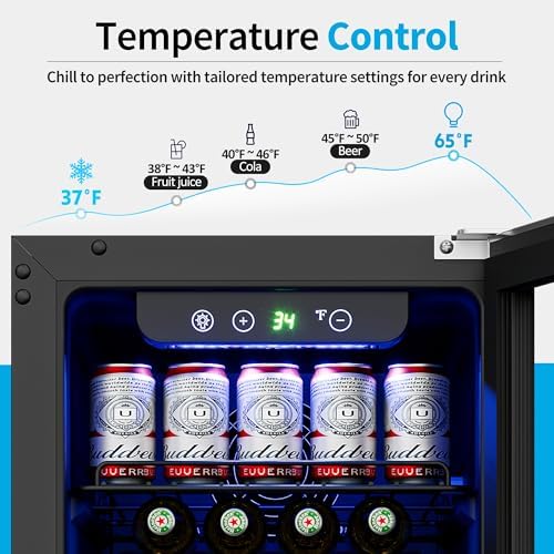 Feelfunn 15 Inch Beverage Refrigerator Under Counter,126 Cans,Silver - Image 3