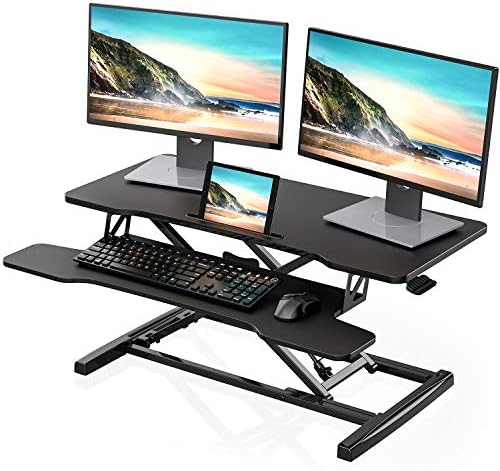FITUEYES Height Adjustable Standing Desk 36” Wide Sit to Stand Converter by FITUEYES