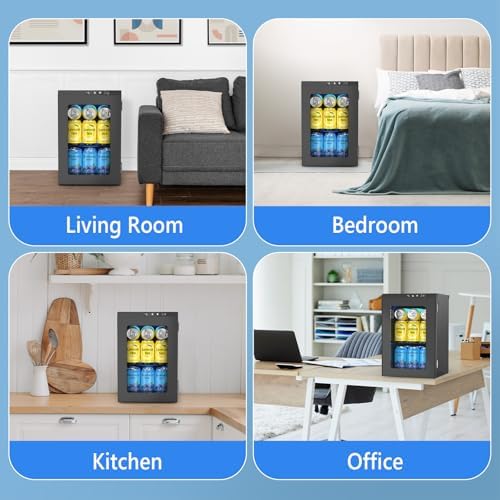 COWSAR Commercial Beverage Refrigerator 24-Can Mini Fridge, Countertop Wine Cooler Small Adjustable Digital Thermostat, LED Light, Freestanding Countertop Drink Refrigerator for Home, Bar & Office - Image 7
