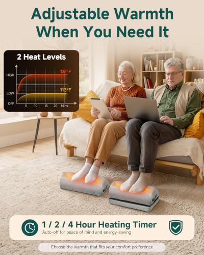 Snailax Heated Foot Rest Under Desk, Adjustable Height Foot Stool with Heat - Image 4