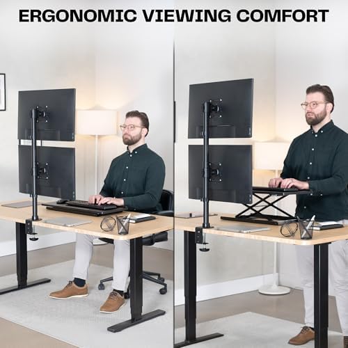 VIVO Dual Monitor Desk Mount Stand with Height Adjustment and VESA Plates for 2 LCD Ultrawide Screens up to 34 inches, Stacked Array, STAND-V002R - Image 6