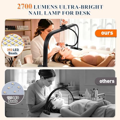 Half Moon Nail Light for Desk with 5X Magnifier & Phone Holder - Image 5
