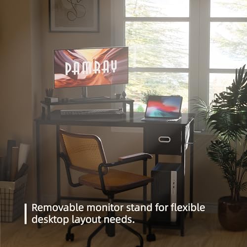 Pamray 39 Inch Small Computer Desk with Monitor Stand and Drawer for Gaming - Image 4