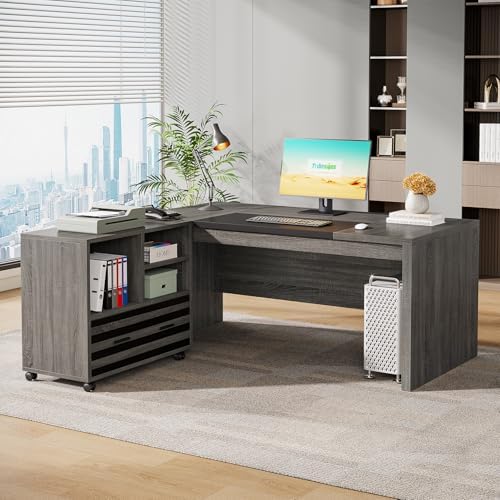 Tribesigns 62.2" L-Shaped Executive Desk with Mobile File Cabinet - Image 5