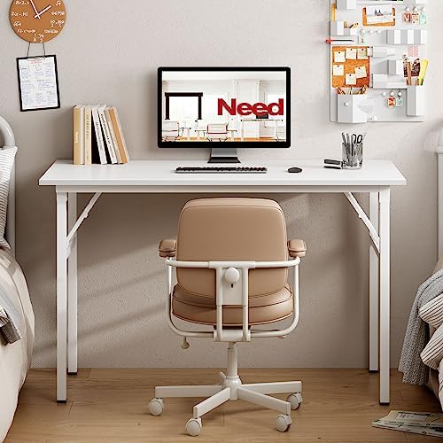 Need Office Computer Desk 39.3 Inch Sturdy Folding Laptop Table White - Image 2