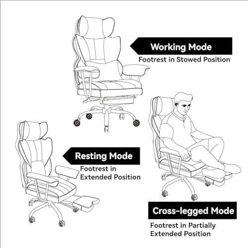 Efomao Big and Tall Office Chair 440LBS, Purple Heavy Duty Executive Chair with Footrest, Ergonomic Desk Chair for Home Office, Wide Computer Chair - Image 4