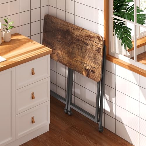 4NM 27.5" Mobile Small Rolling Computer Desk, Folding Laptop Cart Table with Wheels, Portable Office Desk for Small Space Couch Bed - Rustic Brown and Black - Image 5