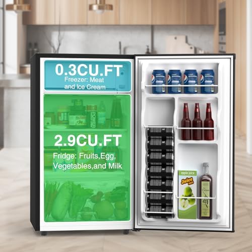 OLIXIS 3.2 Cu.Ft Mini Fridge with Freezer, Single Door Compact Refrigerator - Image 3