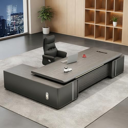 L Shaped Executive Desk with Drawers & Storage, Modern Wood Executive Office Desk Computer Table for Home Office Furniture Setup, Management Workstation for Workplace or Office(G-Right, L2M/78IN) by Unknown