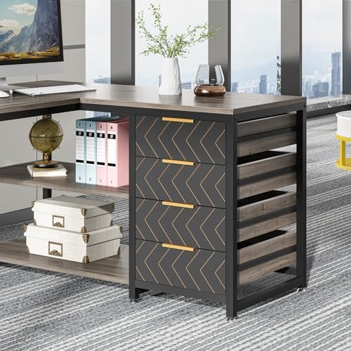 Tribesigns L Shaped Computer Desk with Storage Drawers, 59 inch Corner Desk with Shelves, Reversible L-Shaped Office Desk Writing Table Workstation for Home Office, Grey - Image 7