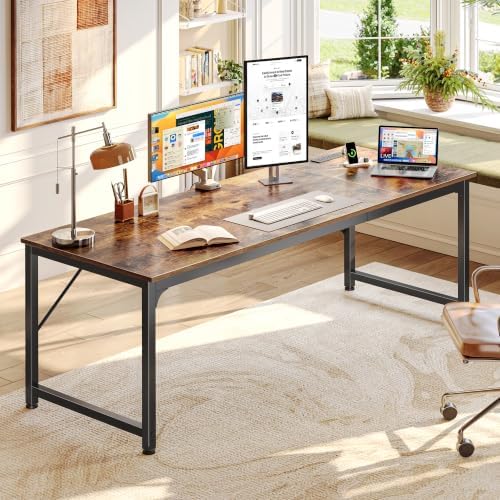 PRAISUN 70 x 24 Inch Computer Desk with Power Outlets & USB-C, Rustic Brown - Image 2