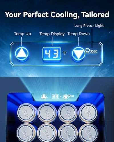 0.6 Cu.ft Beverage Cooler, Compressor Glass Door Mini Fridge 40-61°F Black - Image 4