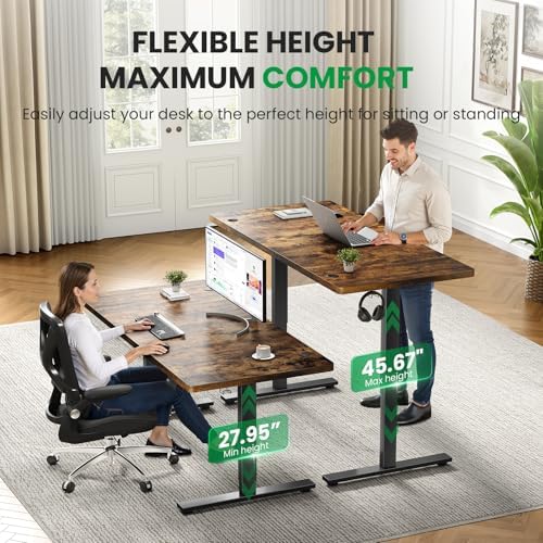 Brown 71x30 in Electric Standing Desk, 1 Inch Thick Tabletop - Image 6