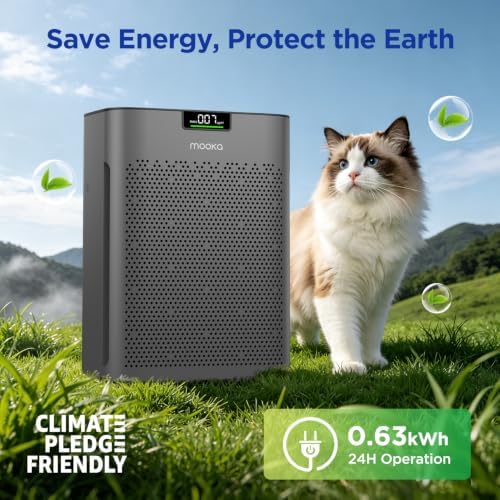 MOOKA Air Purifier for Home Bedroom Large Room 2200 Ft², HEPA Filter, Grey - Image 6