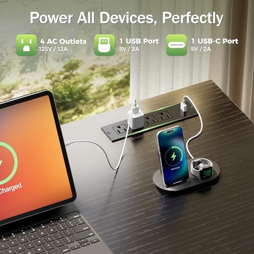 PRAISUN 55.1 Inch Computer Office Desk with Power Outelts and USB-C Port, Reversible Gaming Desk with 4 Fabric Drawers, Work Study Desk Work from Home, Black - Image 5
