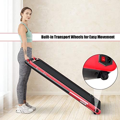 GYMAX Walking Pad, 2 in 1 Free Installation Under Desk Treadmill with Smart App, Remote Control & LED Display, 2.25HP Foldable Portable Compact Running Machine for Small Spaces Home Office - Image 6