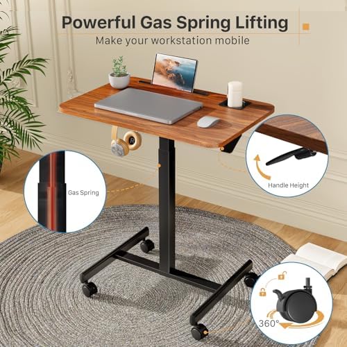 28 inch Small Mobile Standing Desk Height Adjustable with Wheels - Image 5