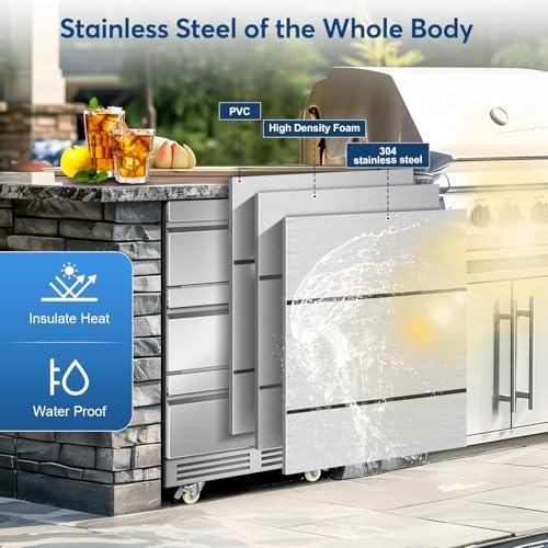24" Stainless Steel Undercounter Beverage Fridge, 3-Drawer with Wheels - Image 6