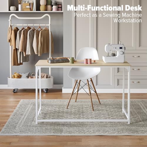 WOHOMO Folding Desk, 47.2" Foldable Computer Table for Small Spaces, Oak - Image 7