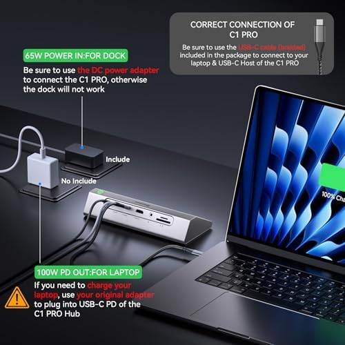 Gitfos Powered USB Hub, 18 in 1 USB C Hub with 4K HDMI, 10Gbps, PD 100W - Image 6