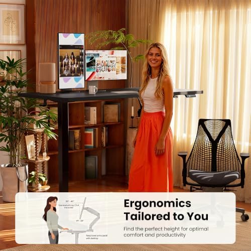 ErGear Height Adjustable Electric Standing Desk, 63 x 28 Inches Sit Stand up Desk, Memory Computer Home Office Desk, Carbon Fiber Black - Image 6