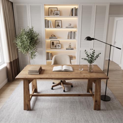 LITTLE TREE 63" Long Large Wood Desks, Farmhouse Office Desk - Image 5