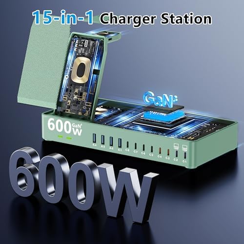 600W 3‑in‑1 Wireless Charger Stand for iPhone with 12‑Port Charging Station - Image 4