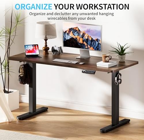 BIZUM Electric Standing Desk, 55x24 inches Height Adjustable Desk, Sit to Stand Desks Memory Gaming Computer Workstation for Home Office, Dark Walnut - Image 3