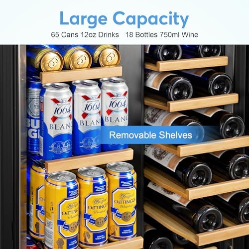 24" Dual Zone Wine and Beverage Refrigerator, Under Counter with Glass Door - Image 5