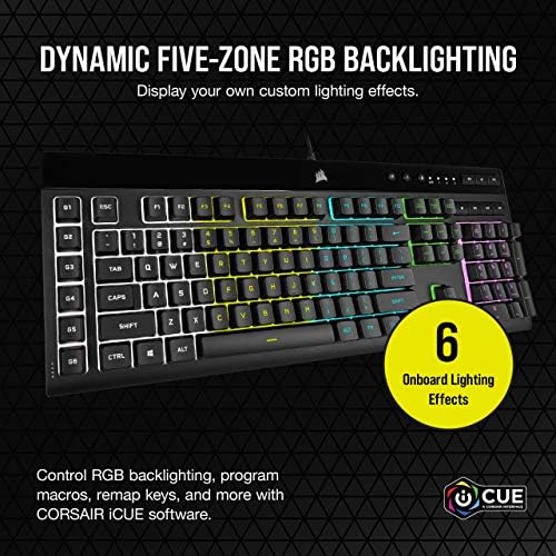 CORSAIR K55 RGB PRO - Dynamic RGB Backlighting - Six Macro Keys with Elgato Stream Deck Software Integration - IP42 Dust and Spill Resistant - Detachable Palm Rest - Dedicated Media and Volume Keys - Image 3