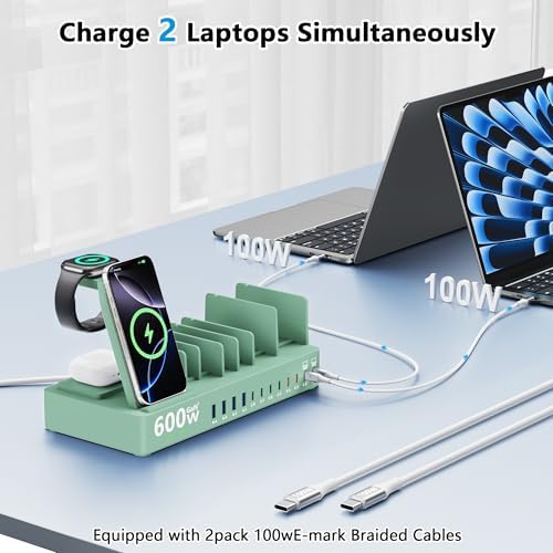 600W 3‑in‑1 Wireless Charger Stand for iPhone with 12‑Port Charging Station - Image 2