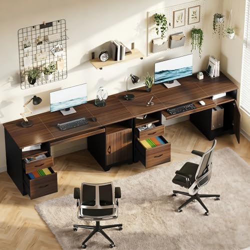 Bestier 59" Office Desk with File Drawer, Keyboard Tray & 2 Drawers, Cherry - Image 2