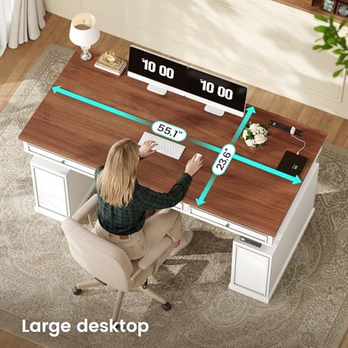 SEDETA 55.1" Farmhouse Executive Electric Standing Desk with 3 Drawers - Image 6
