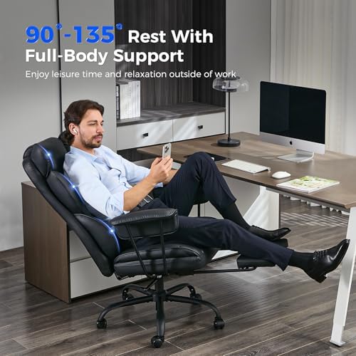 amseatec Big and Tall Office Chair, Reclining Executive Chair with Footrest - Image 5